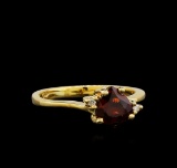 Garnet and Diamond Ring - 14KT Yellow Gold