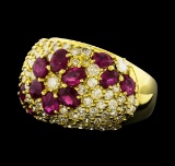 Ruby and Diamond Ring - 18KT Yellow Gold