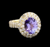 4.15 ctw Tanzanite and Diamond Ring - 14KT Yellow Gold