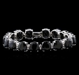 77.74 ctw Blue Sapphire and Diamond Bracelet - 14KT White Gold