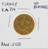 100 Turkey Piastre Kurush Gold Coin