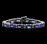 14KT White Gold 22.40 ctw Tanzanite and Diamond Bracelet