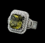 9.71 ctw Yellow Sapphire and Diamond Ring - 14KT White Gold