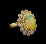 4.68 ctw Opal and Diamond Ring - 14KT Yellow Gold