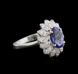 1.91 ctw Tanzanite and Diamond Ring - 14KT White Gold