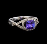 14KT White Gold 1.22 ctw Tanzanite and Diamond Ring