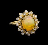 2.15 ctw Opal and Diamond Ring - 14KT Yellow Gold