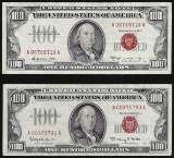 Lot of (2) 1966 $100 Legal Tender Notes