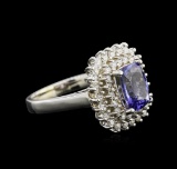 2.05 ctw Tanzanite and Diamond Ring - 14KT White Gold