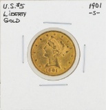 1901-S $5 Liberty Head Half Eagle Gold Coin
