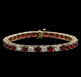 14KT Yellow Gold 19.00 ctw Ruby and Diamond Bracelet