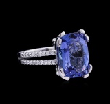 8.30 ctw Tanzanite and Diamond Ring - 14KT White Gold