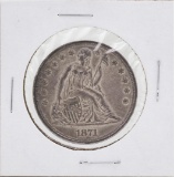 1871 $1 Seated Liberty Silver Dollar Coin