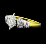 1.01 ctw Diamond Ring - -18KT Yellow Gold and Platinum
