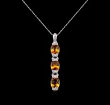 Crayola 7.80 ctw Citrine and White Sapphire Pendant With Chain - .925 Silver