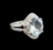 3.85 ctw Aquamarine and Diamond Ring - 14KT White Gold