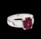 1.00 ctw Ruby and Diamond Ring - 18KT White Gold