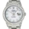 Rolex Mens SS Diamond Lugs 3.2 Ctw MOP Diamond Oyster Band Datejust Wristwatch