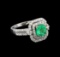 14KT White Gold 1.24 ctw Emerald and Diamond Ring