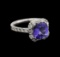 3.54 ctw Tanzanite and Diamond Ring - 14KT White Gold