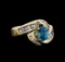 1.60 ctw Blue Zircon Ring - 14KT Yellow Gold