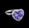 4.42 ctw Tanzanite and Diamond Ring - 14KT White Gold