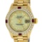 Rolex 18KT Gold President Diamond and Ruby Ladies Watch