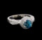 2.16 ctw Blue Zircon and Diamond Ring - 18KT White Gold