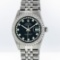 Rolex Mens Stainless Steel Black String Diamond VS Datejust Wristwatch
