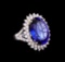 14KT White Gold GIA Certified 22.43 ctw Tanzanite and Diamond Ring