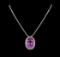 14KT White Gold 71.43 ctw Kunzite and Diamond Necklace