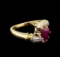 1.26 ctw Ruby and Diamond Ring - 14KT Yellow Gold