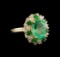 3.55 ctw Emerald, Tsavorite and Diamond Ring - 14KT Yellow Gold