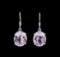 Crayola 15.00 ctw Pink Amethyst Earrings - 14K White Gold