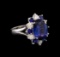 4.70 ctw Tanzanite, Sapphire and Diamond Ring - 14KT White Gold