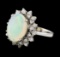 3.20 ctw Opal and Diamond Ring - 14KT White Gold