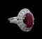 GIA Cert 3.39 ctw Ruby and Diamond Ring - 14KT White Gold