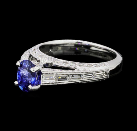 1.01 ctw Blue Sapphire And Diamond Ring - Platinum