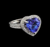 8.02 ctw Tanzanite and Diamond Ring - 14KT White Gold