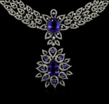 GIA Cert 22.54 ctw Tanzanite and Diamond Suite - 18KT White Gold