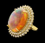 23.36 ctw Opal and Diamond Ring - 14KT Yellow Gold