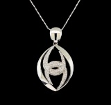 14KT White Gold 1.40 ctw Diamond Pendant With Chain