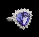 5.49 ctw Tanzanite and Diamond Ring - 14KT White Gold