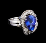 3.04 ctw Tanzanite and Diamond Ring - 14KT White Gold