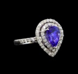 18KT White Gold 1.15 ctw Tanzanite and Diamond Ring