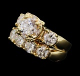 2.97 ctw Diamond Ring Soldered To Wedding Band - 14KT Yellow Gold