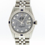 Rolex Stainless Steel Meteorite Diamond Sapphire DateJust Men's Watch