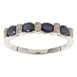 1.02 ctw Sapphire and Diamond Ring - 14KT White Gold