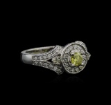 0.95 ctw Yellow Diamond Ring - 14KT White Gold