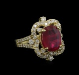 5.00 ctw Ruby and Diamond Ring - 14KT Yellow Gold